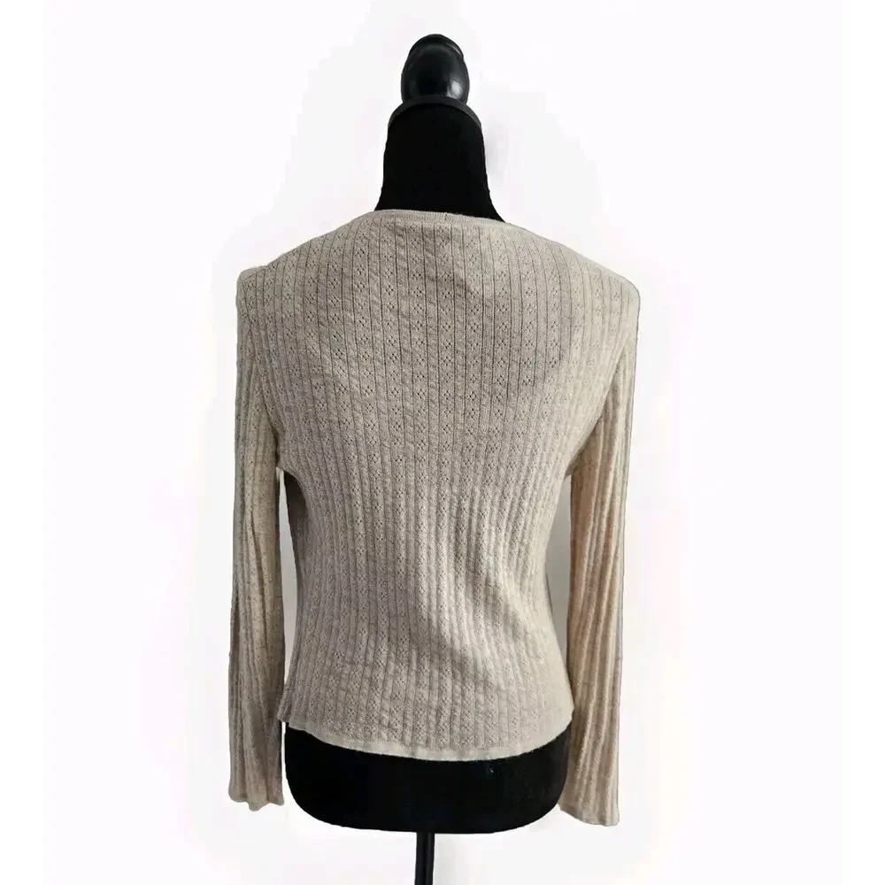 Lamberto Losani Women's Cashmere Beige Tank & Cardigan Set Size M Pre-owned - Picture 3 of 11